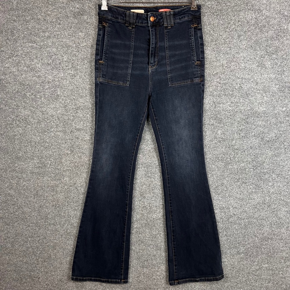 Anthropologie Pilcro Jeans 28 Blue Excellent High Rise Flare The Icon Pocket